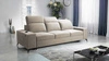 Kelly Sofa mit Schlaffunktion beige stilvolles Sofa für Wohnzimmer mit einfachem Design verstellbare Kopfstützen Veloursstoff
