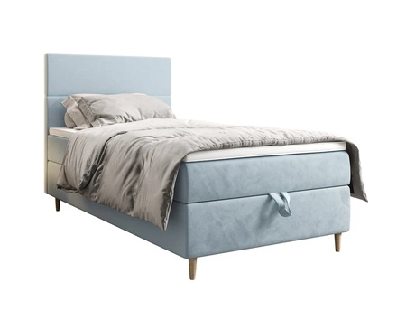 Boxspringbett Bing 120x200 hellblau im modernen skandinavischen Stil mit gepolstertem Kopfteil Bett mit Staukasten