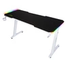 Zeo Gaming-Schreibtisch weiß/schwarz Designer und ergonomischer Schreibtisch rutschfeste Carbonplatte vollständig mit Pad LED-Beleuchtung abgedeckt