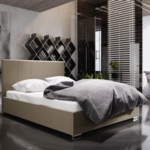 Lugo Polsterbett 160x200 dunkelbeige mit modernem Kopfteil ideal für Schlafzimmer