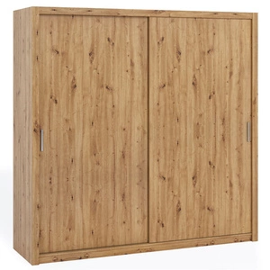 Rico Schiebeschrank 220 cm Eiche artisan geräumiger Kleiderschrank für Schlafzimmer Garderobe oder Flur klassische Form mit geometrischen Formen