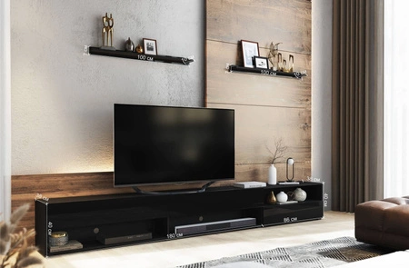 Lawrio 266 cm weiß / weiß glänzend RTV Schrank mit Aufhängung und Einlegeböden stilvolles Design, das zu jeder Einrichtung passt