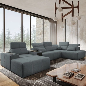 Ecksofa mit Schlaffunktion Tesalia V grau links Komfort-Ecksofa mit Schublade und Schiebefunktion der Rückenlehne