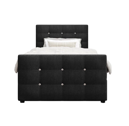 Boxspringbett Kansas 100x200 schwarzes Bett im modernen skandinavischen Stil mit gepolstertem Kopf- und Fußteil