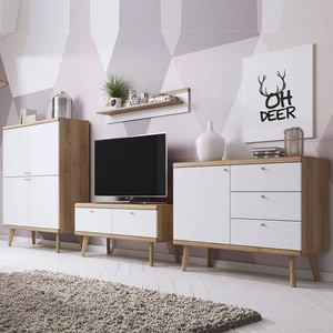 Primo Hängeschrank Eiche riviera / weiß modernes Design Kantenverkleidung mit Spezialfurnier und Dämpfungssystem