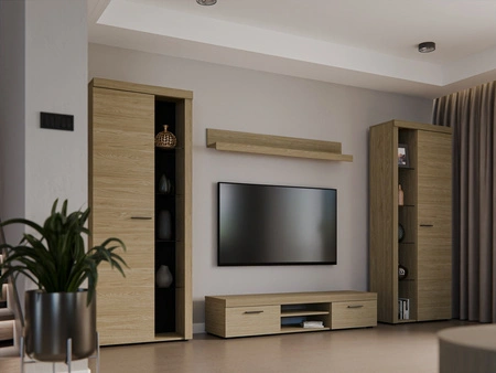 Wohnwand Rene XL Eiche geölt Perfektes Hängeelement für Liebhaber moderner Einrichtungen mit elegantem Charakter