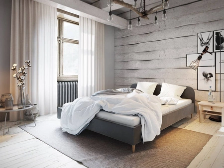 Ivrea 160x200 grau gepolstertes Bett mit Kopfteil im modernen Stil ideal für Schlafzimmer