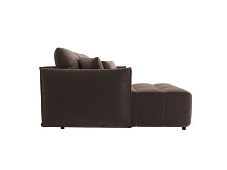 Schlafsofa Oroso hellbraun links Sofa weicher Samtstoff mit hydrophober Beschichtung Bettzeug Container