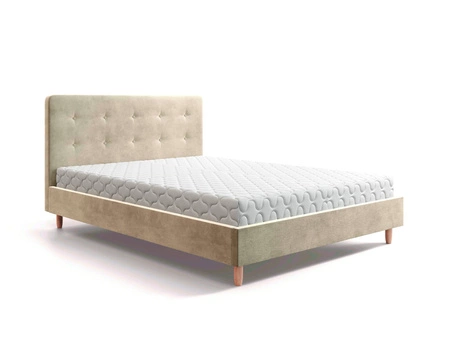 Polsterbett Noiro 160x200 beige mit Container im modernen skandinavischen Stil mit markantem Kopfteil