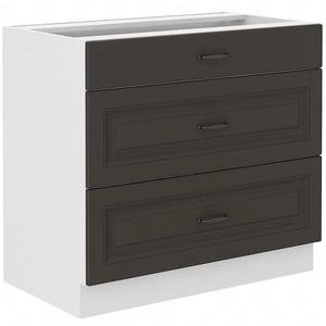 Stehender Küchenschrank mit Schubladen Silber 80 D 3S BB Schrank resistent gegen Dampf hohe Temperatur und Verschüttungen