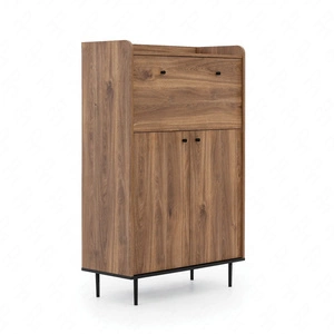 Kommode Apallo 90 cm Brandy Eiche Castello Original Design hohe Top Felgen Bar auf Metall Beine gesetzt