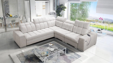 Ecksofa mit Schlaffunktion Luigi III hellbeige rechts bequemes Ecksofa für das Wohnzimmer perfekt für die tägliche Entspannung