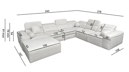 Ecksofa mit Schlaffunktion Viano VIII creme links modernes Ecksofa mit interessantem Design Container für Bettzeug