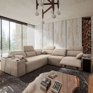 Ecksofa mit Schlaffunktion Tesalia III Lux beige rechtsseitiges Komfort-Ecksofa mit ausziehbarem Fußteil Schiebefunktion der Rückenlehne