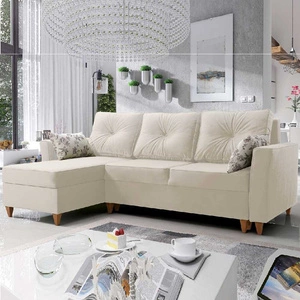 Ecksofa mit Schlaffunktion Topeka ecru linke Seite stilvolles und modernes Design, das sich in jede Einrichtung einfügt