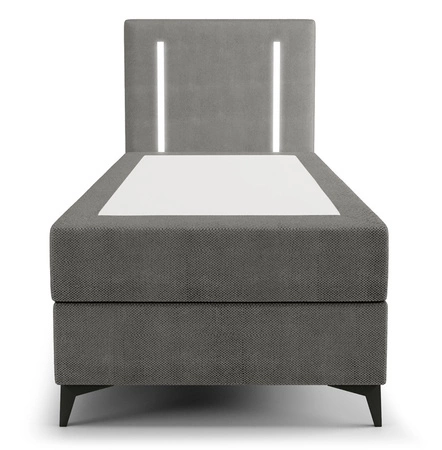 Boxspringbett Norco 80x200 grau stilvolles Bett mit Bettzeug Lagerung Beleuchtung im Kopfteil fügt eine einzigartige Note