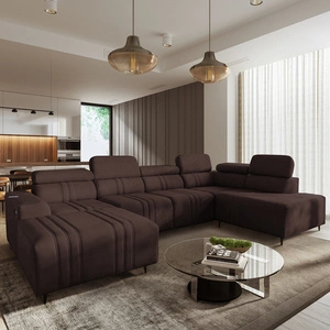 Ecksofa mit Schlaffunktion Castel VI braun links komfortables und elegantes Ecksofa mit zwei Bettkästen