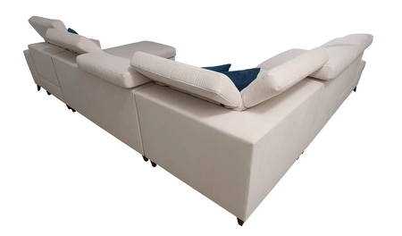 Ecksofa mit Schlaffunktion Kelly Sleek X hellbraun rechts extrem elegantes Ecksofa für Wohnzimmer mit verstellbaren Kopfstützen