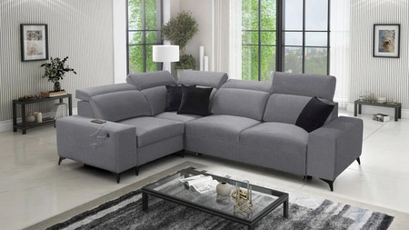 Ecksofa mit Schlaffunktion Kelly Sleek II grau links elegantes Ecksofa für das Wohnzimmer aus strapazierfähigem Webstoff