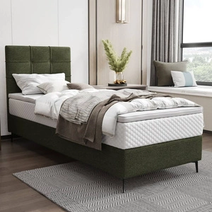 Boxspringbett Irvine 90x200 grün Stilvolles Bett mit Bettzeugablage und hohem Kopfteil besticht durch sein elegantes Design