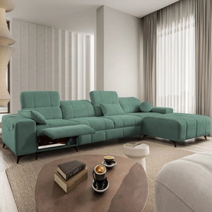 Ecksofa mit Schlaffunktion Penejos XII Lux grün rechtsseitig stilvolles Ecksofa mit bequemem ausziehbarem Fußteil