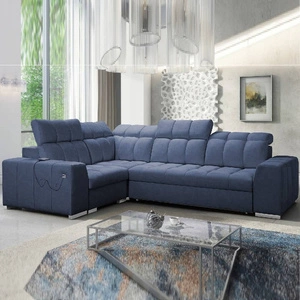 Ecksofa mit Schlaffunktion Luigi II blau linkes Ecksofa mit Bettkasten für den täglichen Liegekomfort