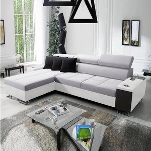 Ecksofa mit Schlaffunktion Dafni Grau-Popiel/Weiß linksseitig geflochten bietet Komfort und Funktionalität während der täglichen Erholung