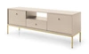TV-Schrank Mono 154 cm Beige Minimalistisches Design schlichte Form mit goldenen metallischen Elementen stilvoller Griff