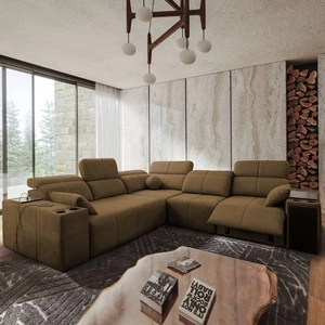 Ecksofa mit Schlaffunktion Tesalia III Lux braun rechtsseitiges Komfort-Ecksofa mit ausziehbarem Fußteil Schiebefunktion der Rückenlehne