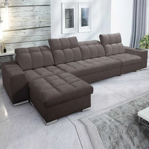 Ecksofa mit Schlaffunktion Luigi XII braun linke Seite stilvolles Ecksofa für das Wohnzimmer in einer minimalistischen und eleganten Ausführung