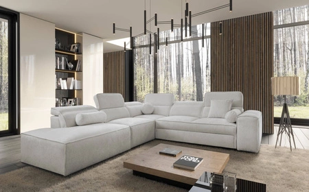 Ecksofa mit Schlaffunktion Viano IX grau Esche links stilvolles Ecksofa mit Bettzeugcontainer ideales Möbelstück für ein großes Wohnzimmer