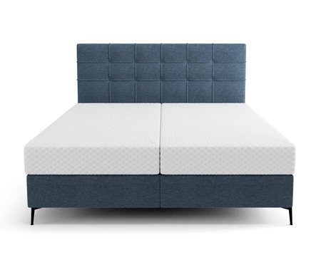 Boxspringbett Irvine 180x200 blau stilvolles Bett mit Bettzeugablage komfortables Kopfteil besticht durch sein elegantes Design