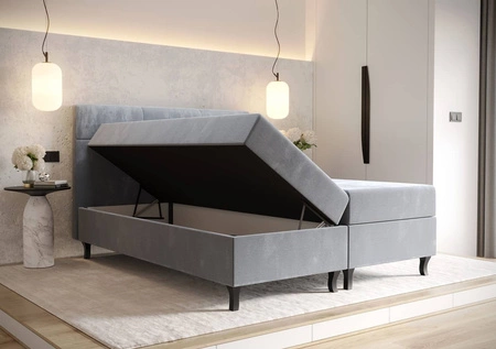 Boxspringbett Melba 180x200 türkis Bett im modernen skandinavischen Stil mit markantem Kopfteil