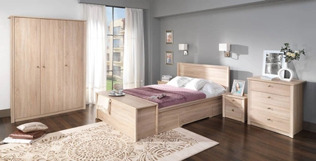 Finezja Bettwäsche Kommode 150 cm Eiche Sonoma Licht modernes Design Möbel Rand der Brust mit speziellen Furnier fertig