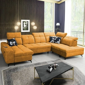 Buffalo VI Ecksofa mit Schlaffunktion gelb links funktionelles und stilvolles Ecksofa mit drei Bettkästen