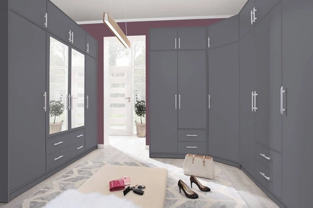 Caspe anthrazit Eckschrankauszug modernes Design ABS-Finish und Aluminiumgriffe