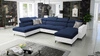 Ecksofa mit Schlaffunktion Savona VI blau / weiß rechts elegantes und bequemes Ecksofa für das Wohnzimmer zwei Container für Bettzeug