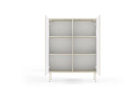 Kommode Muti 99 cm beige Design Kommode mit auffälliger Riffelung der Fronten und Push-to-Open-System des Korpus