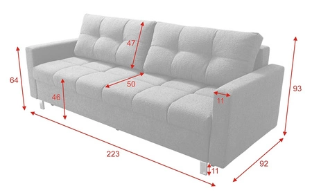 Sofa mit Schlaffunktion Bilbao dirty pink modernes Design und breiter Funktionsstoff mit charakteristischer Schlingenoberfläche