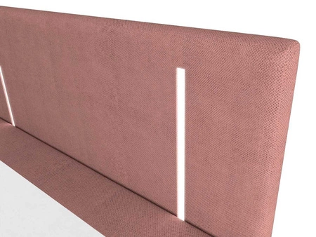 Boxspringbett Norco 180x200 rosa stilvolles Bett mit einer Aufbewahrungsbox Beleuchtung im Kopfteil fügt eine einzigartige Note
