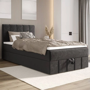Boxspringbett Casey 120x200 grau im modernen skandinavischen Stil mit gepolstertem Kopfteil Bett mit Staukasten