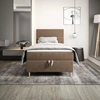 Boxspringbett Bing 90x200 hellbraun im modernen skandinavischen Stil mit gepolstertem Kopfteil Bett mit Staukasten