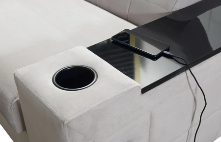 Ecksofa mit Schlaffunktion Belvi IV dunkelbeige rechts elegantes Ecksofabett für das Wohnzimmer praktischer Stauraum an der Seite