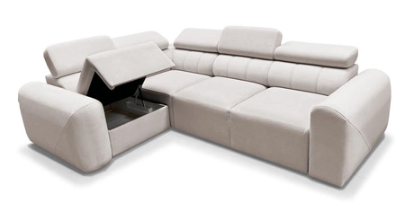 Ecksofa mit Schlaffunktion Cantare II beige links bequemes Ecksofa für Wohnzimmer mit stilvollem Charakter weicher Stoff