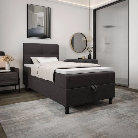 Boxspringbett Melba 120x200 grau Bett im modernen skandinavischen Stil mit gepolstertem Kopfteil Bett mit Staukasten