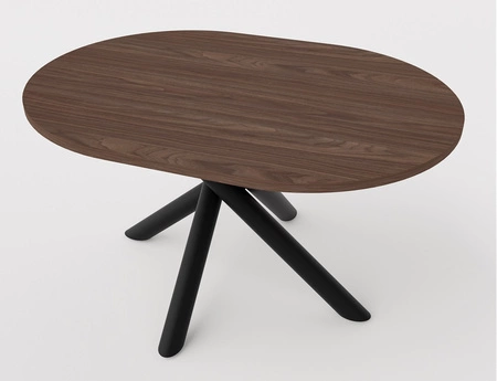 Lyon Tisch 100x138 cm wisconsin walnuss / schwarz stilvoller Esstisch auf Designer Spider Beinen höhenverstellbar