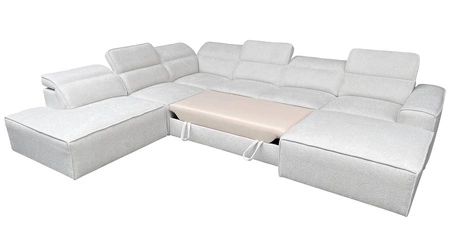 Ecksofa mit Schlaffunktion Viano X grün rechtsseitiges Designer-Ecksofa für Wohnzimmer im modernen Stil verstellbare Kopfstützen
