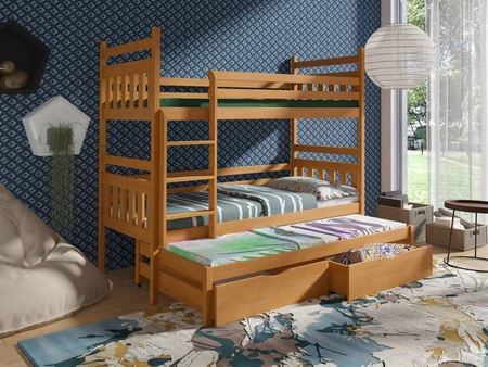 Etagenbett Hania 3-Personen 80x190 cm ideal für ein Kinderzimmer spart Bodenfläche nimmt den Platz eines Einzelbettes