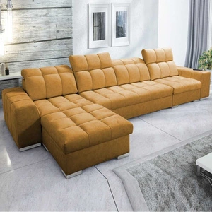 Ecksofa mit Schlaffunktion Luigi XII honey linkes ein stilvolles Ecksofa für das Wohnzimmer in einer minimalistischen und eleganten Ausführung