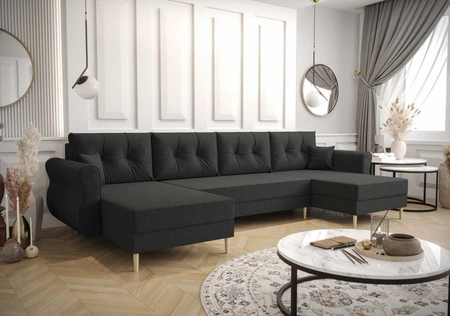 Ecksofa mit Schlaffunktion Wilkins U graphit komfortables Ecksofa weicher Stoff modernes Design passend zu jeder Einrichtung